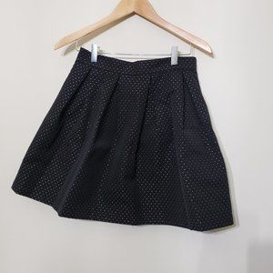 Bloomingdale's Black and Gold A-line Lined Pleated Skirt with Back Zipper Small